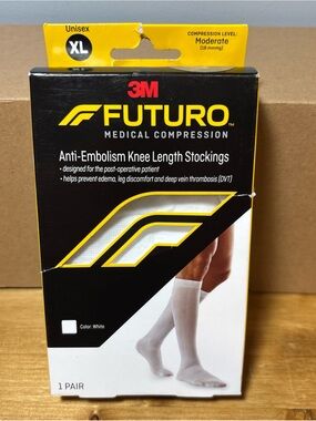 FUTURO Anti-Embolism Stockings Knee Length Closed Toe - XL Moderate 18mmHg White
